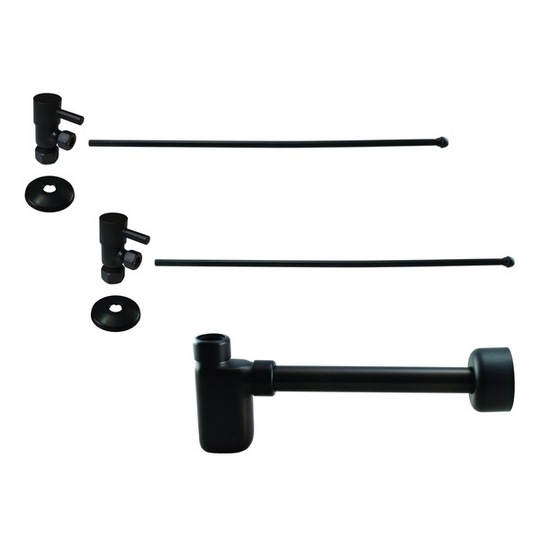 Westbrass Flat Trap 1/4-Turn Lavatory Kit W/ Valves & Risers ORB D1938QRL-12 - main